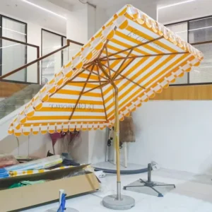 Aluminum Double-Layered Vertical-Edge Outdoor Umbrella with Custom Printing, Foldable 360-Degree Rotation, Waterproof for Hotels
