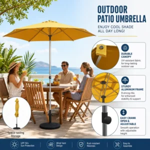 Aluminum Double Rod Roman Sun Umbrella for Beach, Pool, Backyard, and Lawn