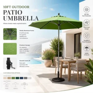 Aluminum Frame Manual Tilt Outdoor Patio Umbrella Without Base