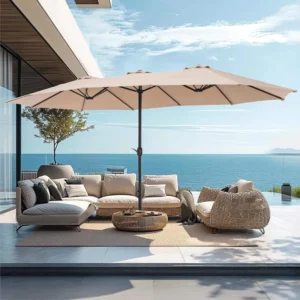 Aluminum Frame Waterproof Foldable Garden and Beach Parasol for Hotels, Courtyards, and Gyms