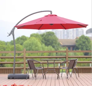 Aluminum Hanging Banana Parasol with Crank, Base and Polyester Canopy