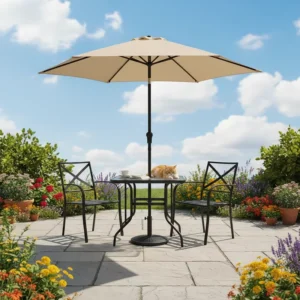 Aluminum Iron Sun Umbrella 9ft with Customized Color for Backyard Courtyard Patio Hospital Beach Park