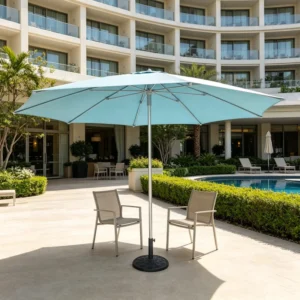 Aluminum Oxidation Frame Patio Umbrella Custom Commercial Parasol for Hotel Cafe Garden Courtyard Outdoor Sun Shade
