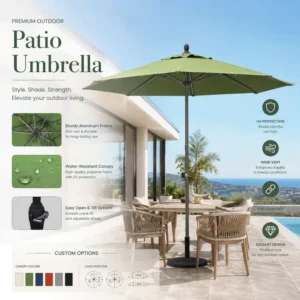 Aluminum Parasol for Villa Garden Sun Shade Outdoor Patio Umbrella Without Base