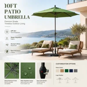 Aluminum Pole Sun Protection Water-Repellent Outdoor Patio Umbrella Without Base