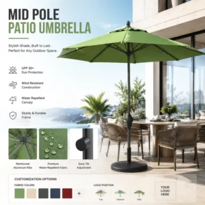 Aluminum Pole for Leisure Facilities Outdoor Patio Umbrella Without Base