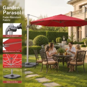 Aluminum Roman Umbrella Windproof Large Side Pole Waterproof Roman Parasol for Outdoor Restaurants Patios Cafe