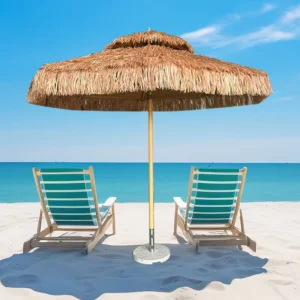 Aluminum Round 3.5m Beach Umbrella Tiki Thatch Roof Outdoor Waterproof Eco-Friendly Furniture Parasol for Hotel Park Patio Bar