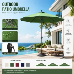 Aluminum Shaft Sun Block Cloth Outdoor Patio Umbrella Without Base