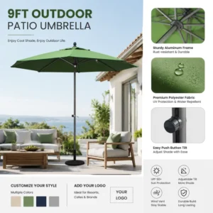 Aluminum Stand Anti UV Cloth Outdoor Patio Umbrella Without Base