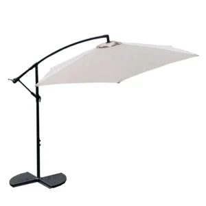 Aluminum Waterproof Steel Stand Hand-Cranking Patio Beach LED Umbrella Set for Garden