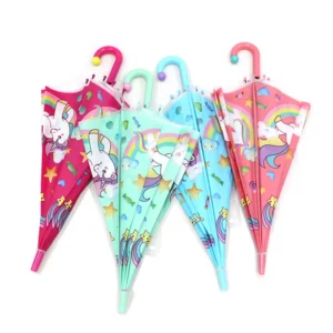 Anime Unicorn Kids Umbrella for Girl Boy Long Handle Semi Automatic Transparent Cute Female Children Umbrellas Children’s Gift