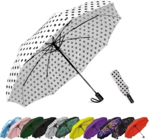 Anti UV Automatic 3 Fold Travel Umbrella Custom Logo Printing Portable Sun Rain Parasol for Women