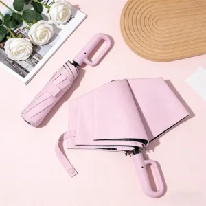 Anti UV Manual Opening 105cm Three Folding Umbrella with 190T Nylon and Glass Fiber Ribs for Sun & Rain Dual Use Travel Golfing