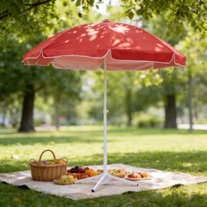 Anti-UV Silver Coating Windproof Strip 1.3m Solid Shade Umbrella Height Adjustable Aluminum Stand Garden Parasol