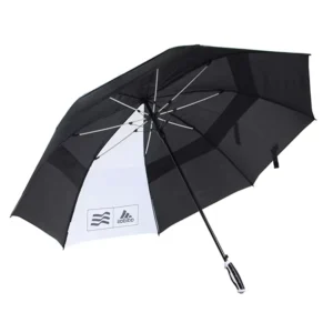 Anti-UV Windproof Double-Canopy Semi-Automatic Golf Umbrella with Custom Print and Reflective Detail
