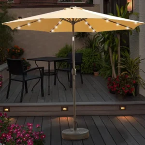 Anti Vent Hotel Parasols Outdoor Umbrellas LED Sun Garden Parasol