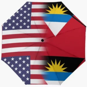 Antigua and Barbuda National Flag Print Fully Automatic Folding Umbrella, Rainproof and Sunproof