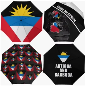 Antigua and Barbuda National Flag Print Fully Automatic Folding Umbrella, Rainproof and Sunproof
