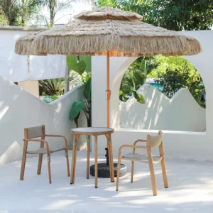 Artificial Thatch 2.7M Patio Umbrella, Hawaii-Style Tiki Parasol for Resort, Beach, and Villa Use