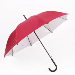 Attractive Modern Design Waterproof Business Gifts Semi Auto Stainless Steel J Shape Handle Plastic Straight Umbrella