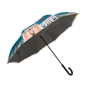 Auto Close 23 Inch 8 Ribs Reverse Umbrella with Heat Transfer Print for Promotions