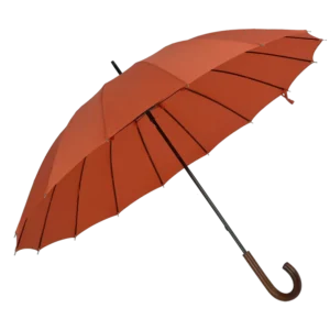 Auto-Open 16-Rib Extra-Large Straight Umbrella Storm-Proof Orange