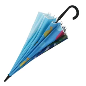 Auto-Open 23-Inch Straight Travel Umbrella, Fiberglass, Pongee, Custom Design
