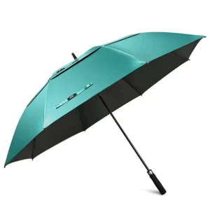 Auto Open 27 Inch 8-Rib Double-Layer Black UV-Coated Fiberglass Frame Windproof Golf Umbrella with Custom Logo