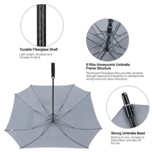 Auto Open 30 Inch 8 Panels Double Canopy High Quality Business Gift Golf Umbrella