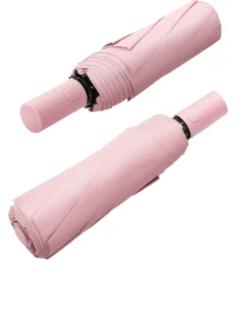 Auto Open 8-Rib Folding Umbrella Iron Frame Black Coating Reverse UPF 50+ for Sun and Rain