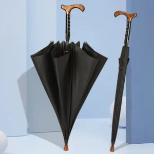 Auto Open Cane Handle Walking Stick Umbrella with Anti-Skid Tip for Hiking