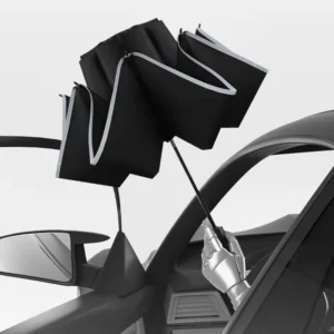 Auto Open-Close Reverse Inverted Compact Travel Car Umbrella with Reflective Strips