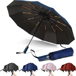 Auto Open/Close Travel Umbrella Windproof UV50+ Large Canopy Compact Folding Sun Rain Umbrella