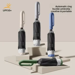 Auto Open Inverted Umbrella C Shaped Handle 10 Rib Windproof Black Coating Oversized Double Umbrella