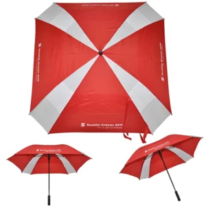 Auto-Open Red Square Self-Defense Golf Umbrella