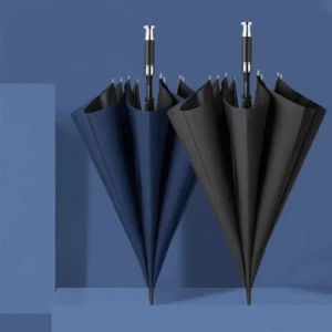 Auto Open Silver Accent Straight Handle Windproof Golf Umbrella