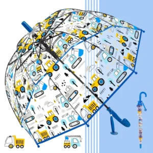 Auto Open Straight Cartoon Car Boys POE Clear Modern 8ribs Kids Rain Umbrella