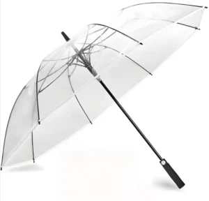 Auto Open Transparent POE Rain Umbrella 130cm Open Diameter See Through Clear Umbrella for Family Commute Adults Kids