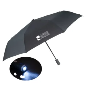 Auto Opening and Closing Black LED Umbrella Three Fold Collapsible