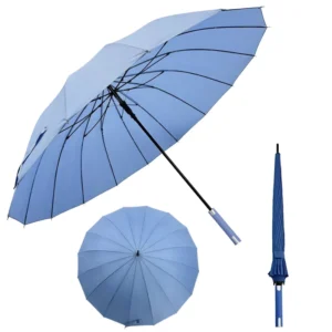 Auto Windproof Oversize Large 16-Rib Automatic Open Canopy Custom Metal Frame Straight Umbrella