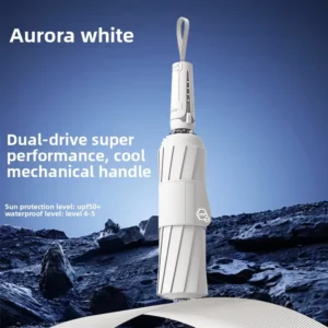 Automatic 10-Rib 3-Fold Reinforced Windproof UV-Protection Umbrella for Men and Women, Custom