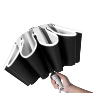 Automatic 10-Rib Reverse Parasol, Vinyl Pongee Fabric, Sun and Rain Protection, Reflective Strip, 3-Fold Pagoda Umbrella