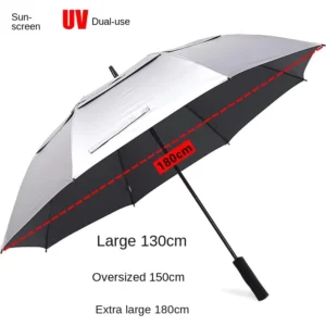 Automatic 180cm Long-Handled New Chinese Style Golf Umbrella Bumping Cloth Titanium Silver Glue UV Protection Sun Extra Large