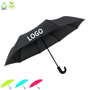 Automatic 3-Fold Windproof UV-Resistant Folding Travel Umbrella Custom Logo