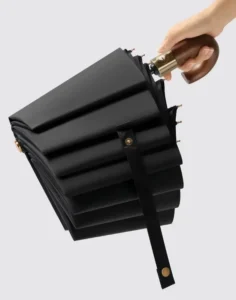 Automatic Auto Open Close Three-Folding Umbrella with Wooden Handle
