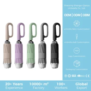 Automatic Buckle 190T Pongee Lace 102cm UV-Resistant Reverse Folding Umbrella Hook Handle Fiberglass Ribs