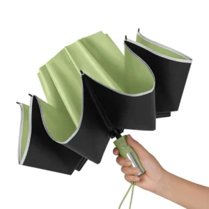 Automatic Car Reverse Inverted Folding Umbrella with Reflective Safety Strip, 10 Ribs