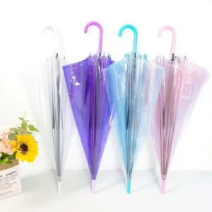 Automatic Clear Umbrella for Sun and Rain, Dual-Use Long Handle Transparent Umbrella with Custom Logo