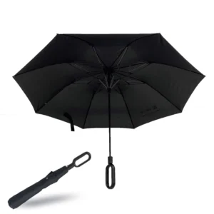 Automatic Double Wind-Resistance Solid Color Hands-Free O-Shape Handle 2-Fold Umbrella